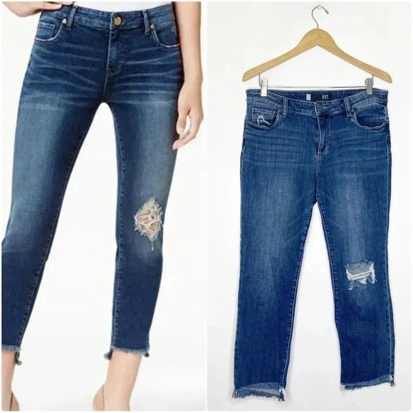 Kut From the Kloth Emma Straight Leg Fringe Jeans Size 8 - Picture 1 of 9